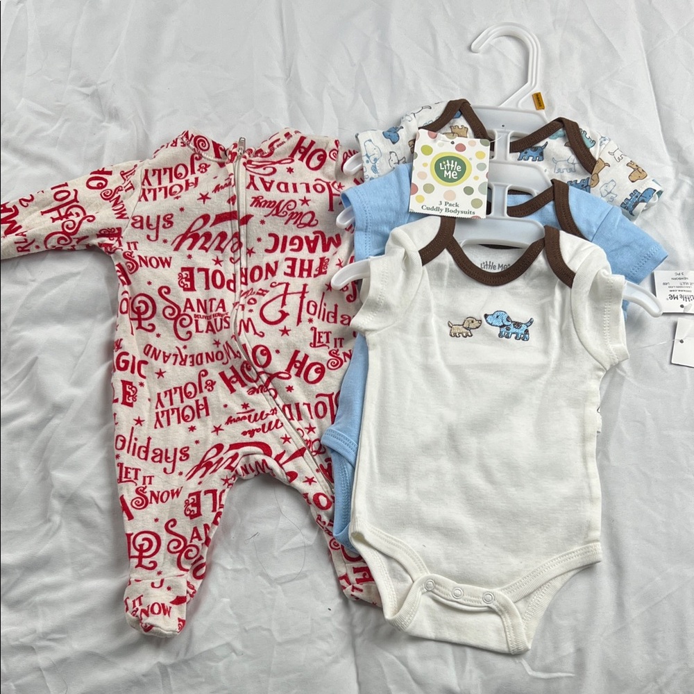 Little Me Baby Boys 4-Pack Holiday Sleepers and Onesies - Red & White & Blue